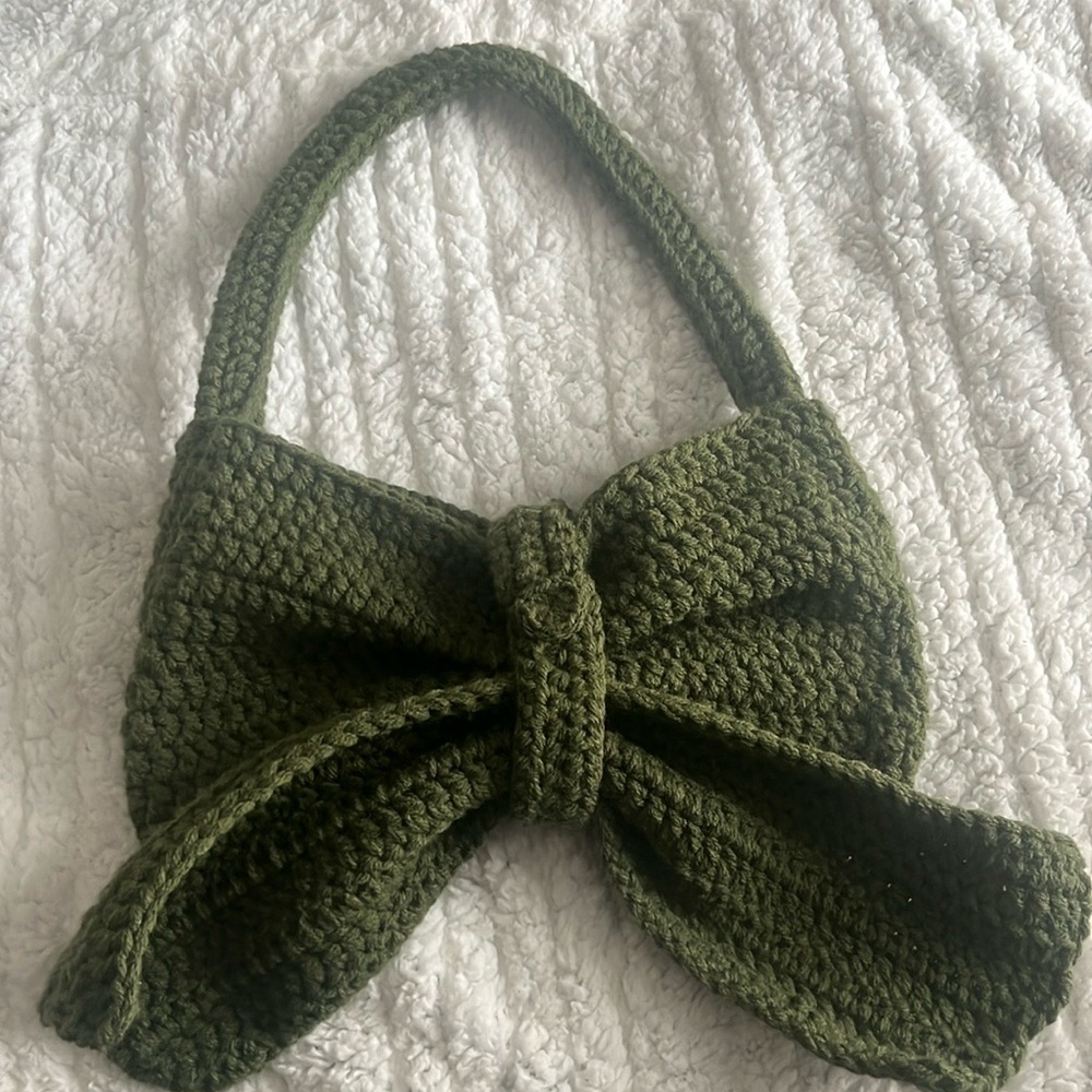 Green Knitted Bow Handbag